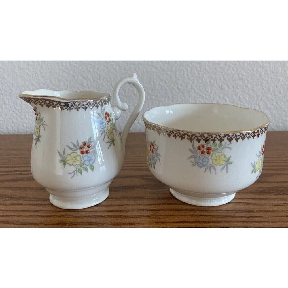 Vintage SALISBURY CROWN Open Sugar & Creamer Bone China Made in England